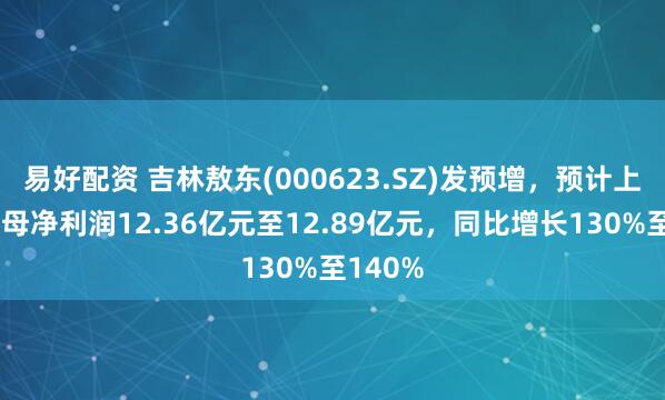 易好配资 吉林敖东(000623.SZ)发预增，预计上半年归母净利润12.36亿元至12.89亿元，同比增长130%至140%