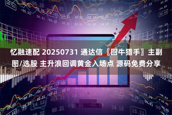 忆融速配 20250731 通达信〖回牛猎手〗主副图/选股 主升浪回调黄金入场点 源码免费分享