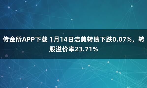 传金所APP下载 1月14日洁美转债下跌0.07%，转股溢价率23.71%